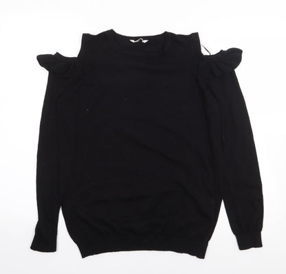 C&A Womens Black Round Neck  Polyester Pullover Jumper Size S
