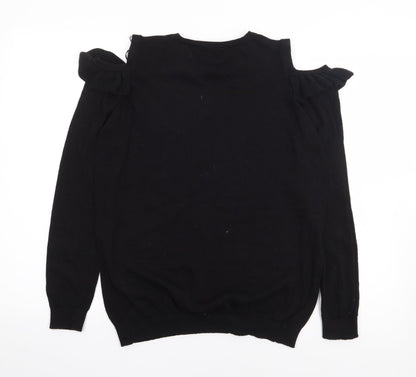 C&A Womens Black Round Neck  Polyester Pullover Jumper Size S