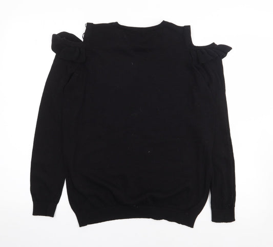 C&A Womens Black Round Neck  Polyester Pullover Jumper Size S