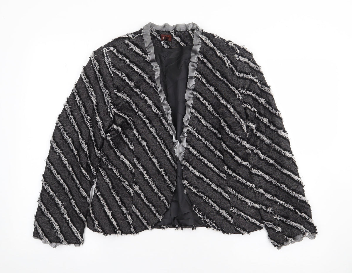 Tilber Womens Grey Geometric  Jacket Blazer Size 10