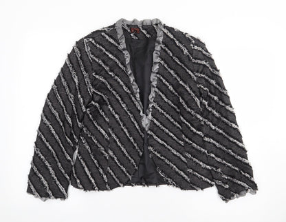 Tilber Womens Grey Geometric  Jacket Blazer Size 10