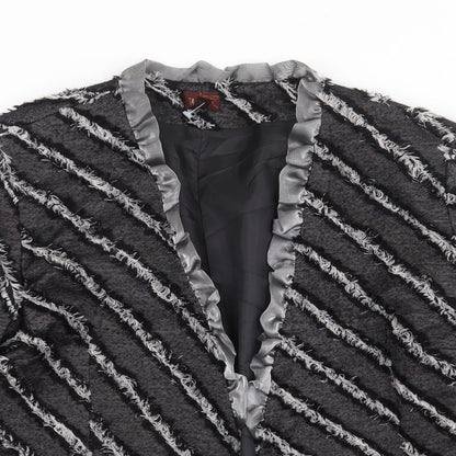 Tilber Womens Grey Geometric  Jacket Blazer Size 10