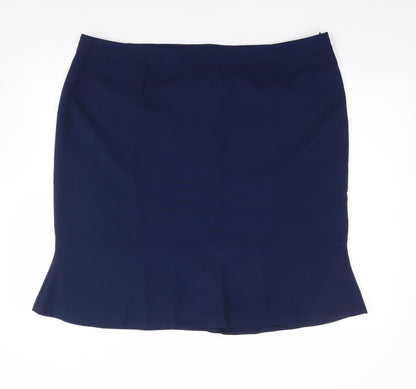 Crealine Womens Blue  Polyester Flare Skirt Size 24   Zip