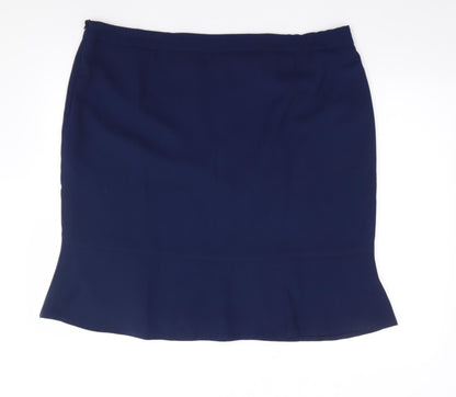 Crealine Womens Blue  Polyester Flare Skirt Size 24   Zip