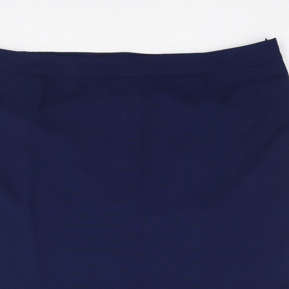 Crealine Womens Blue  Polyester Flare Skirt Size 24   Zip