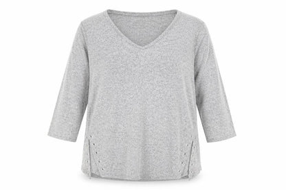 Womens UK Size 12 Papaya Grey Jersey T-Shirt