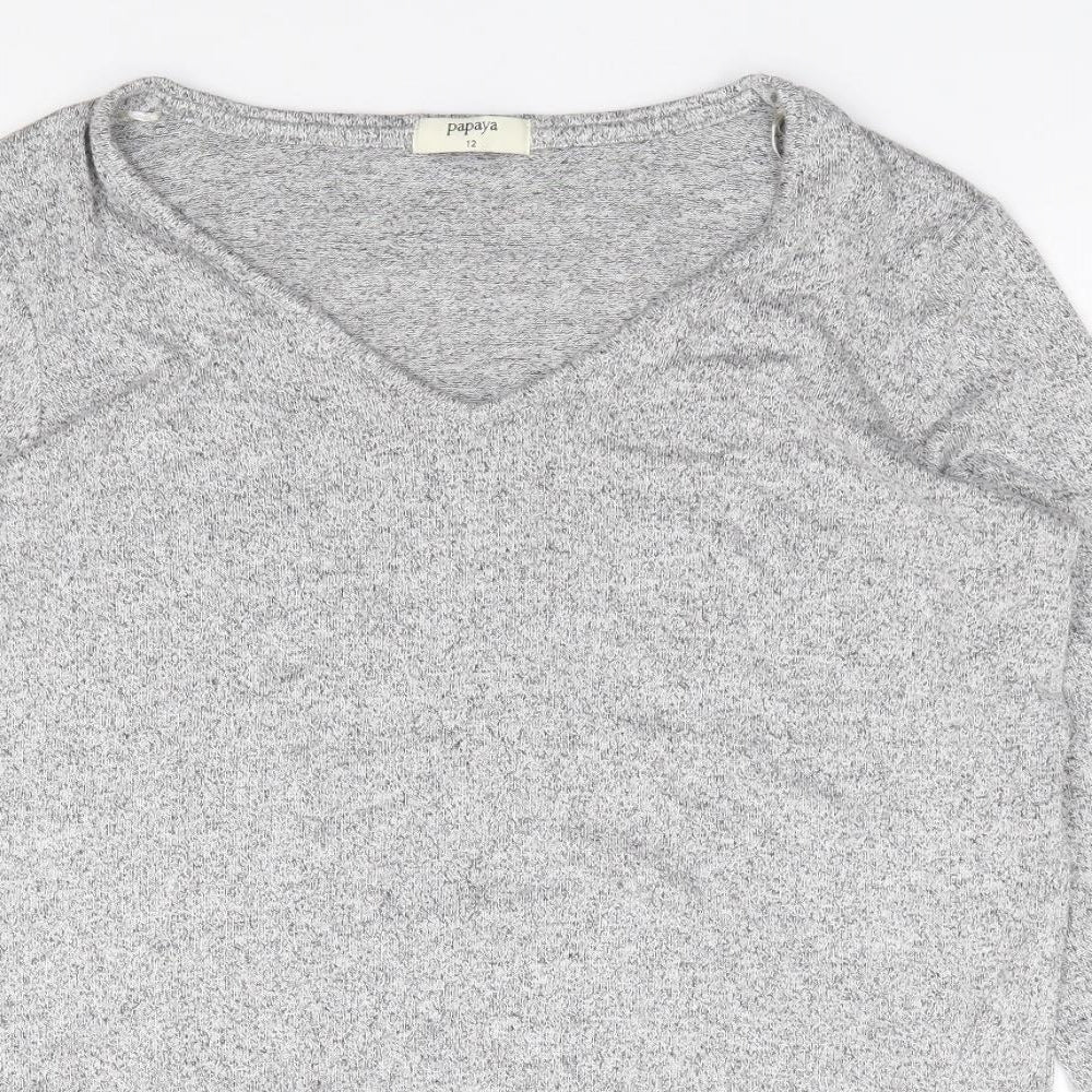 Womens UK Size 12 Papaya Grey Jersey T-Shirt