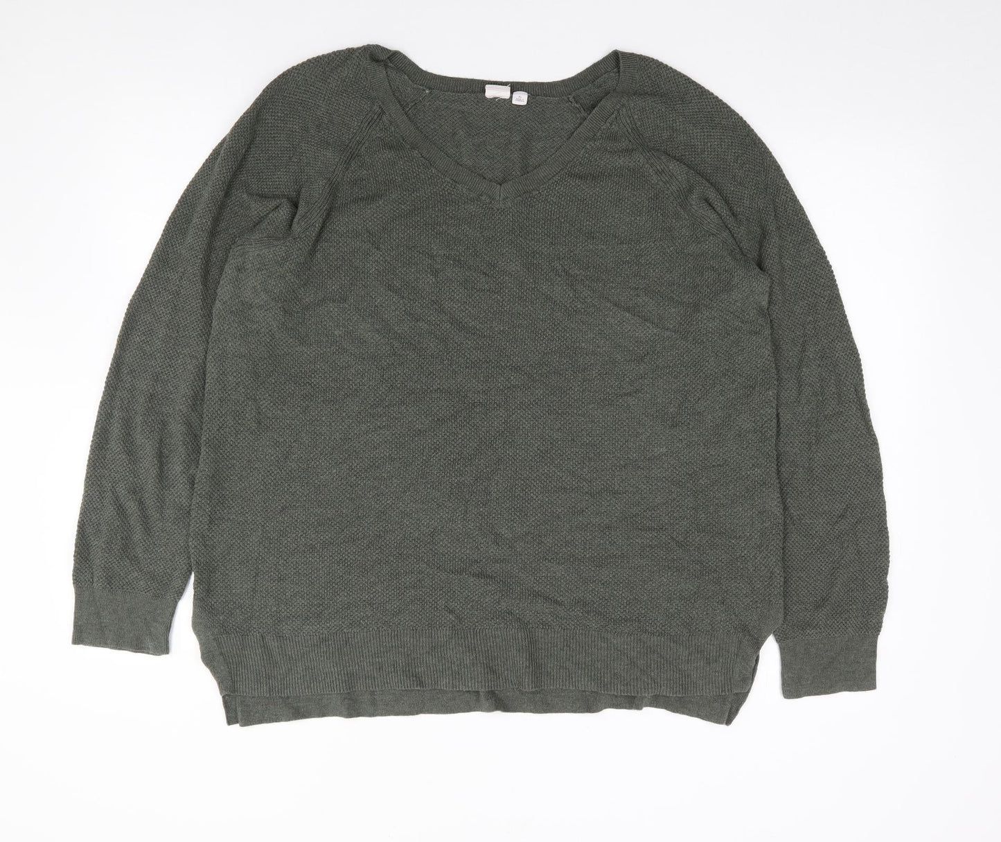 Gap  Mens Green V-Neck  Acrylic Pullover Jumper Size XL