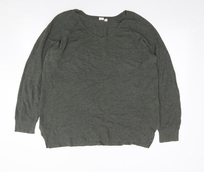 Gap  Mens Green V-Neck  Acrylic Pullover Jumper Size XL