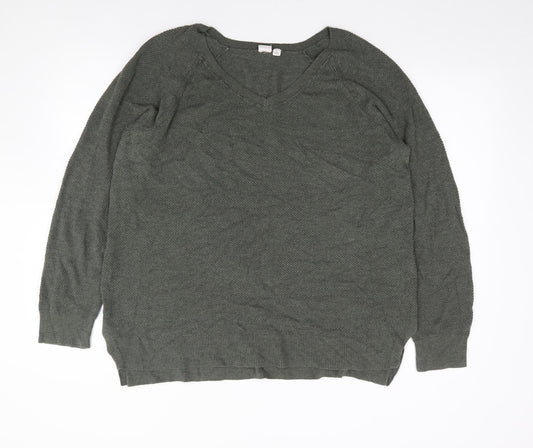 Gap  Mens Green V-Neck  Acrylic Pullover Jumper Size XL