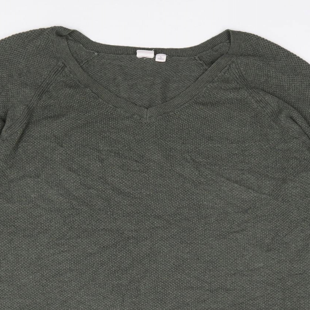 Gap  Mens Green V-Neck  Acrylic Pullover Jumper Size XL