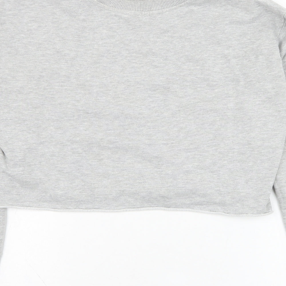 Miss Selfridge Womens Grey  Cotton Pullover Sweatshirt Size 6  Pullover - Cropped