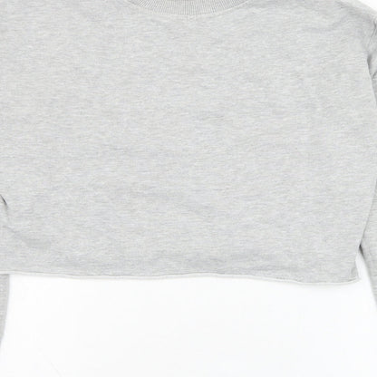 Miss Selfridge Womens Grey  Cotton Pullover Sweatshirt Size 6  Pullover - Cropped