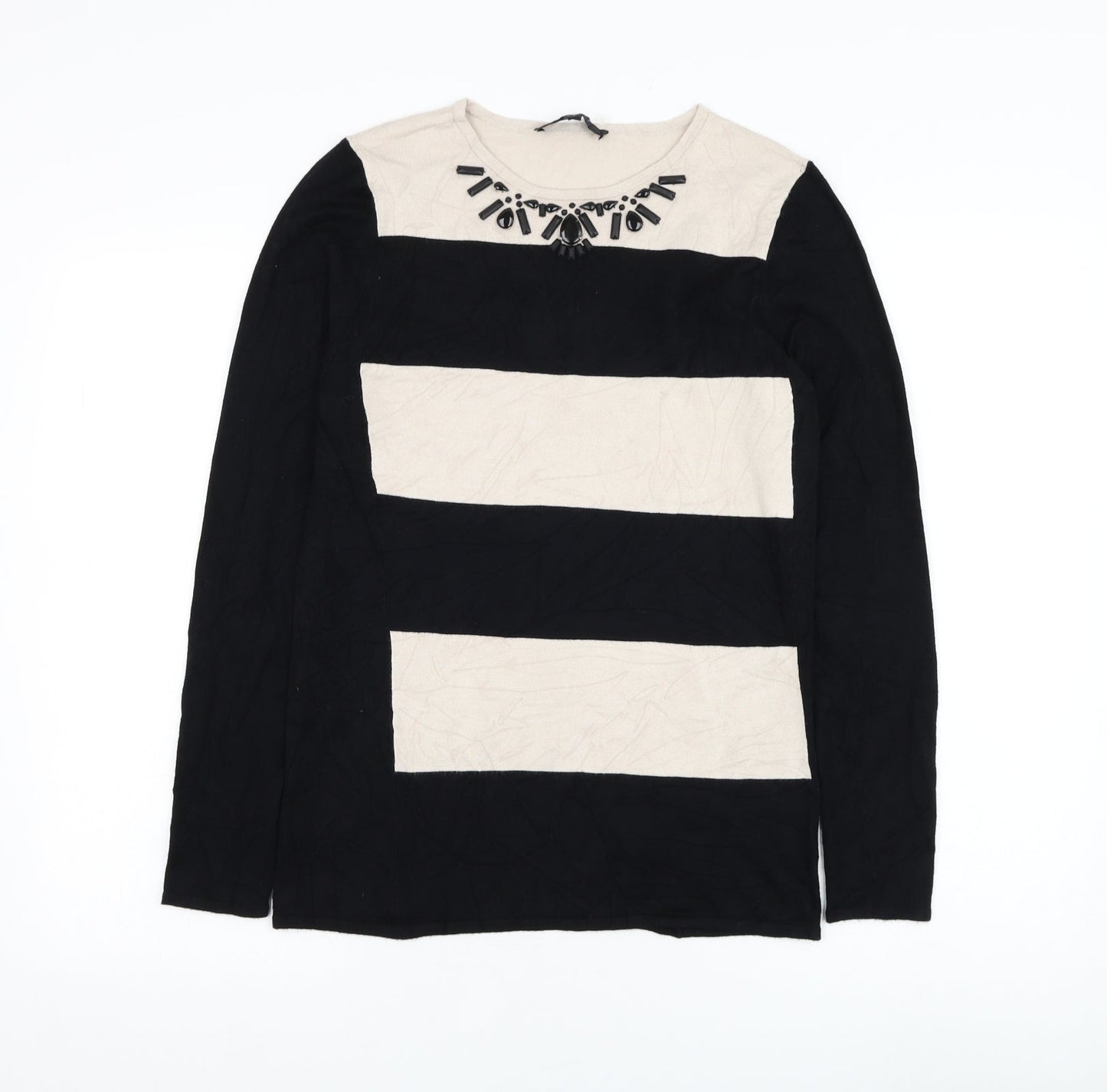 Coast Womens Black Round Neck  Viscose Pullover Jumper Size S