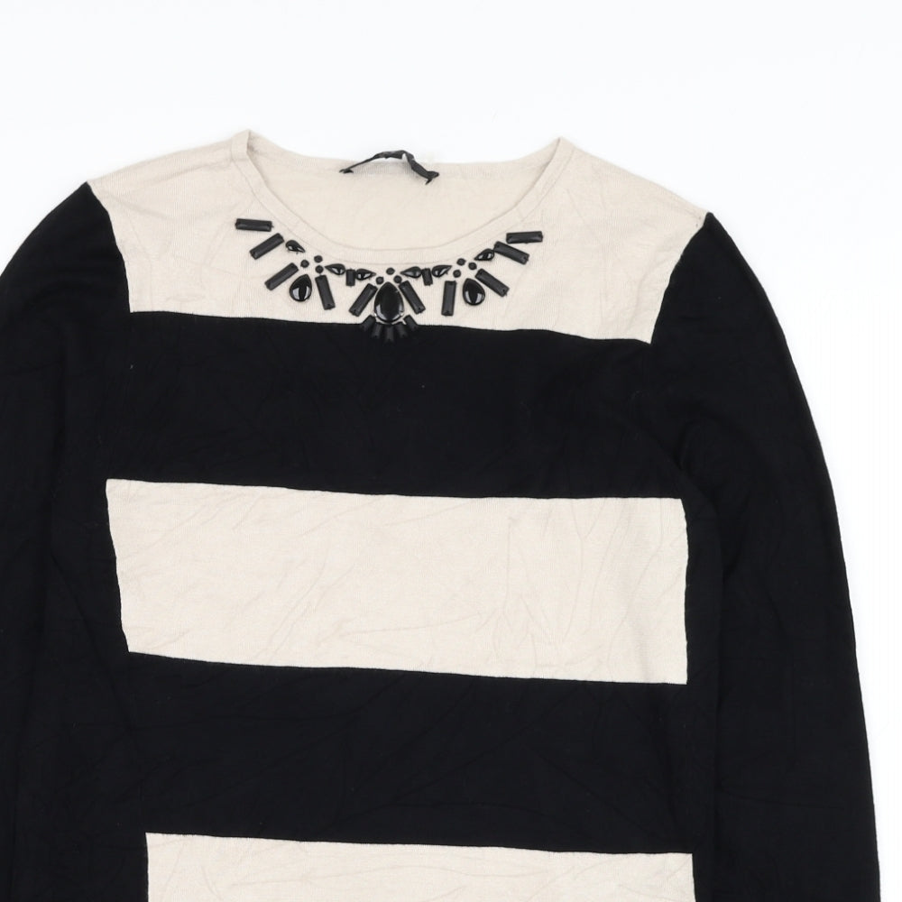 Coast Womens Black Round Neck  Viscose Pullover Jumper Size S