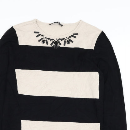 Coast Womens Black Round Neck  Viscose Pullover Jumper Size S