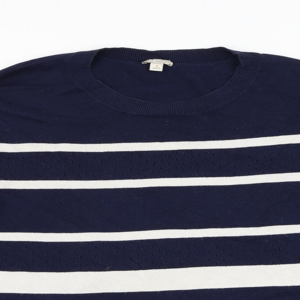 Gap Womens Blue Round Neck Striped Camel Pullover Jumper Size S