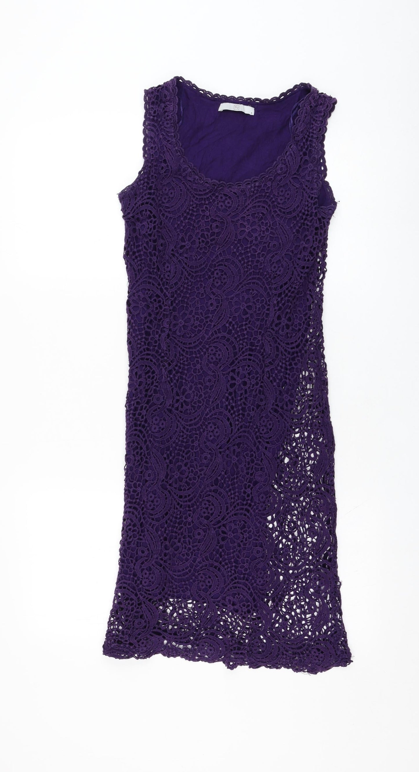 TU Womens Purple  Cotton Pencil Dress  Size 8  Round Neck Pullover