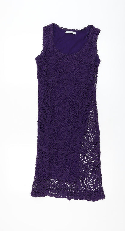 TU Womens Purple  Cotton Pencil Dress  Size 8  Round Neck Pullover