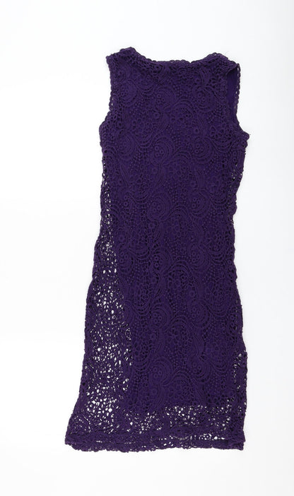 TU Womens Purple  Cotton Pencil Dress  Size 8  Round Neck Pullover