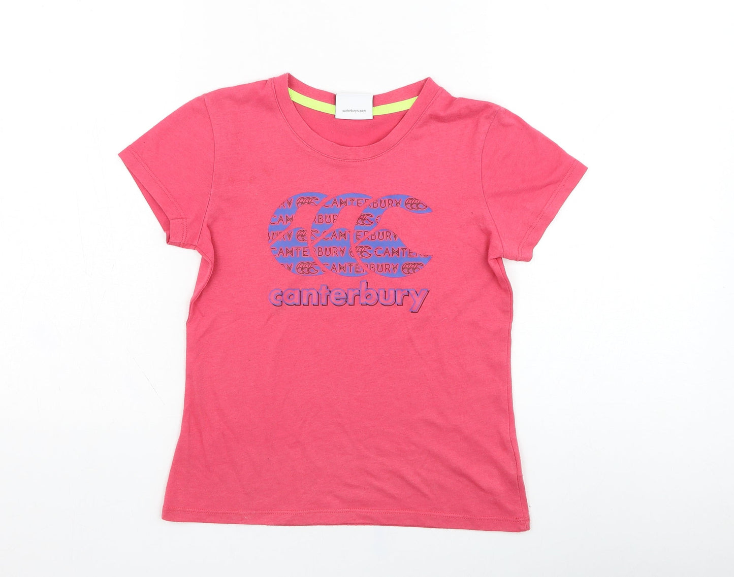 Canterbury Girls Pink  Cotton Basic T-Shirt Size 6 Years Round Neck Pullover