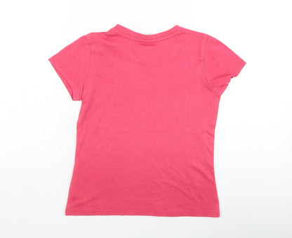 Canterbury Girls Pink  Cotton Basic T-Shirt Size 6 Years Round Neck Pullover