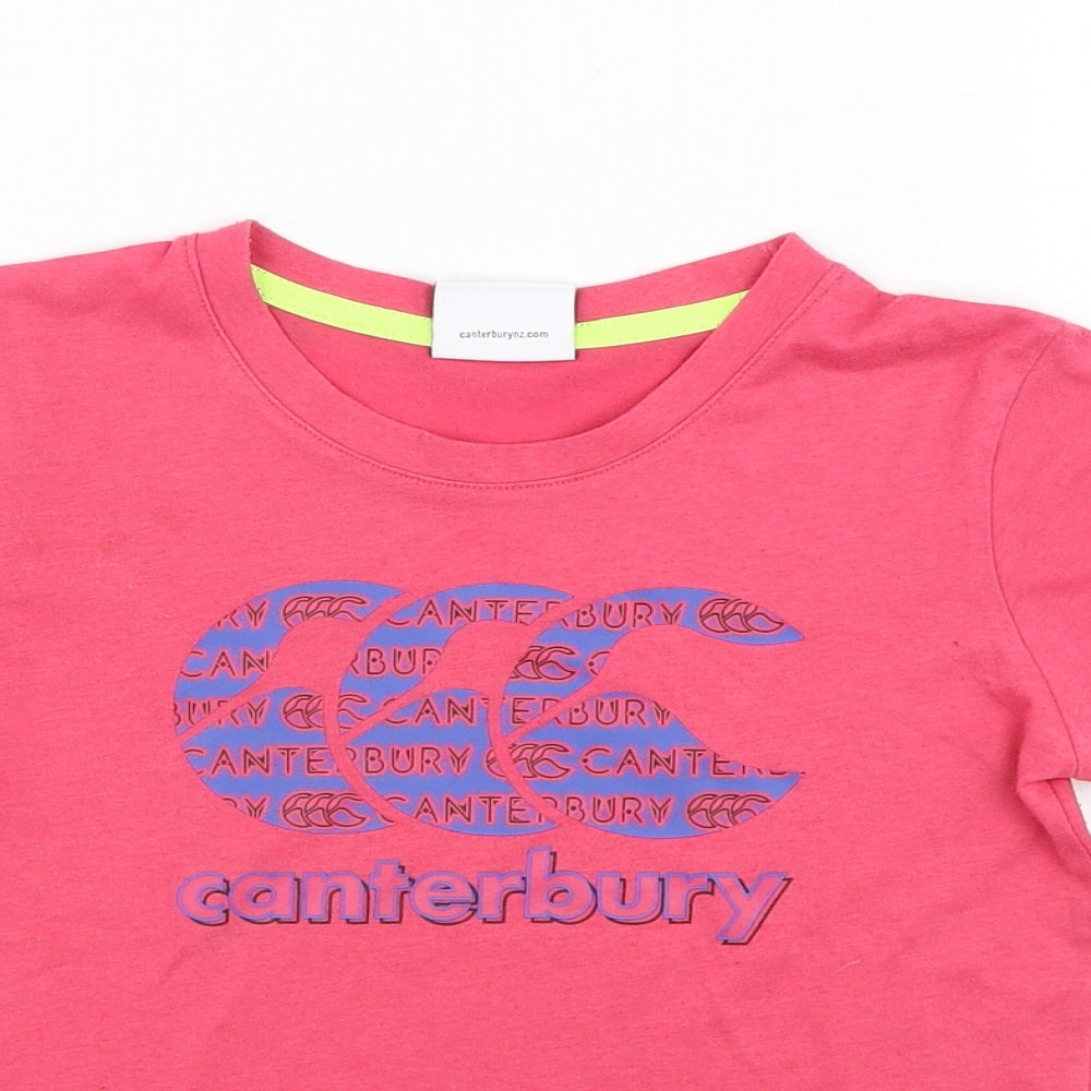 Canterbury Girls Pink  Cotton Basic T-Shirt Size 6 Years Round Neck Pullover