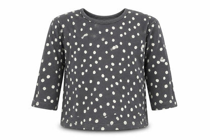 George Girls Grey Polka Dot Cotton Basic T-Shirt Size 6-9 Months Round Neck Pullover