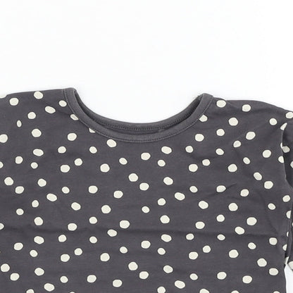 George Girls Grey Polka Dot Cotton Basic T-Shirt Size 6-9 Months Round Neck Pullover