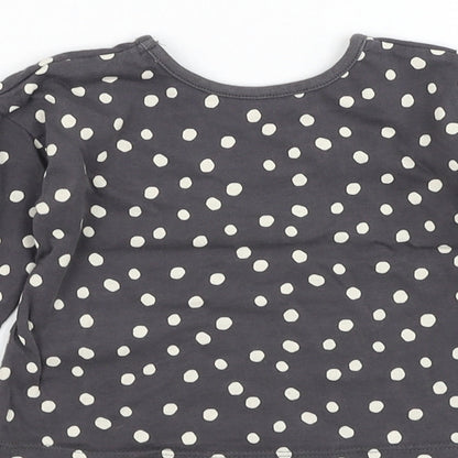 George Girls Grey Polka Dot Cotton Basic T-Shirt Size 6-9 Months Round Neck Pullover