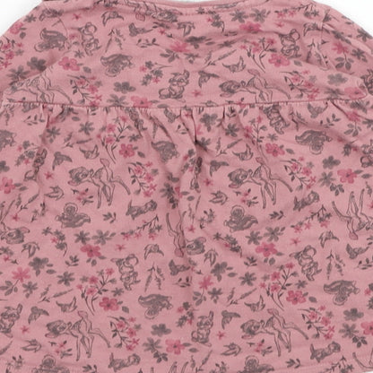 F&F Girls Pink  Cotton Skater Dress  Size 6-9 Months  Round Neck Pullover - Bambi, Disney