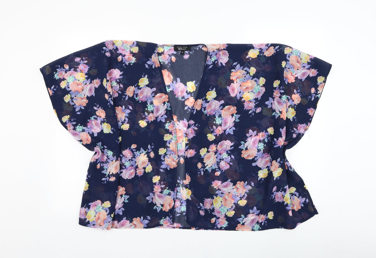 New Look Girls Blue Round Neck Floral Polyester Cardigan Jumper Size M  Pullover
