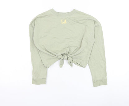 H&M Girls Green  Cotton Pullover Sweatshirt Size 8-9 Years  Pullover - L.A