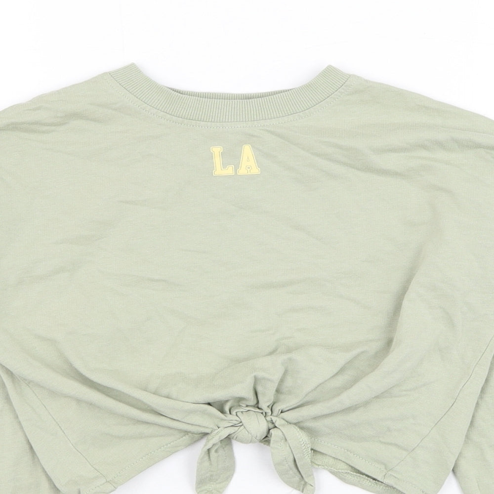 H&M Girls Green  Cotton Pullover Sweatshirt Size 8-9 Years  Pullover - L.A