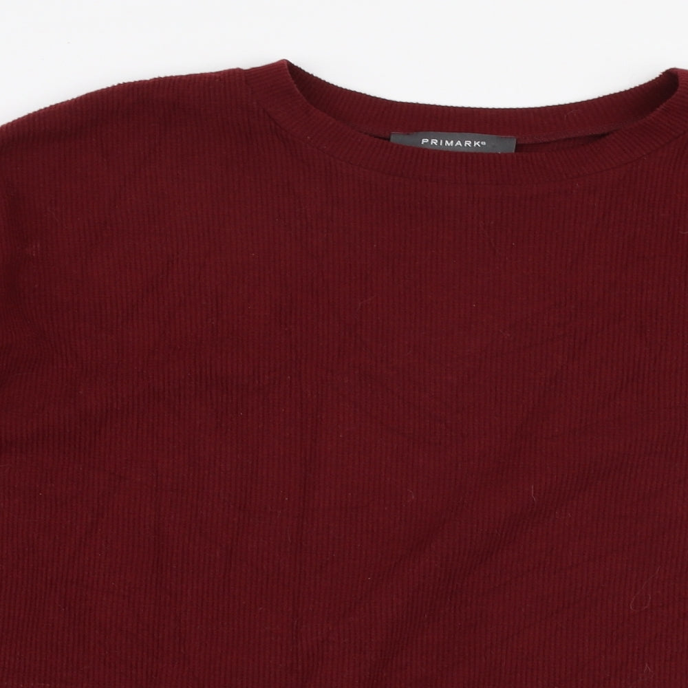 Primark Womens Red Round Neck  Polyester Pullover Jumper Size S