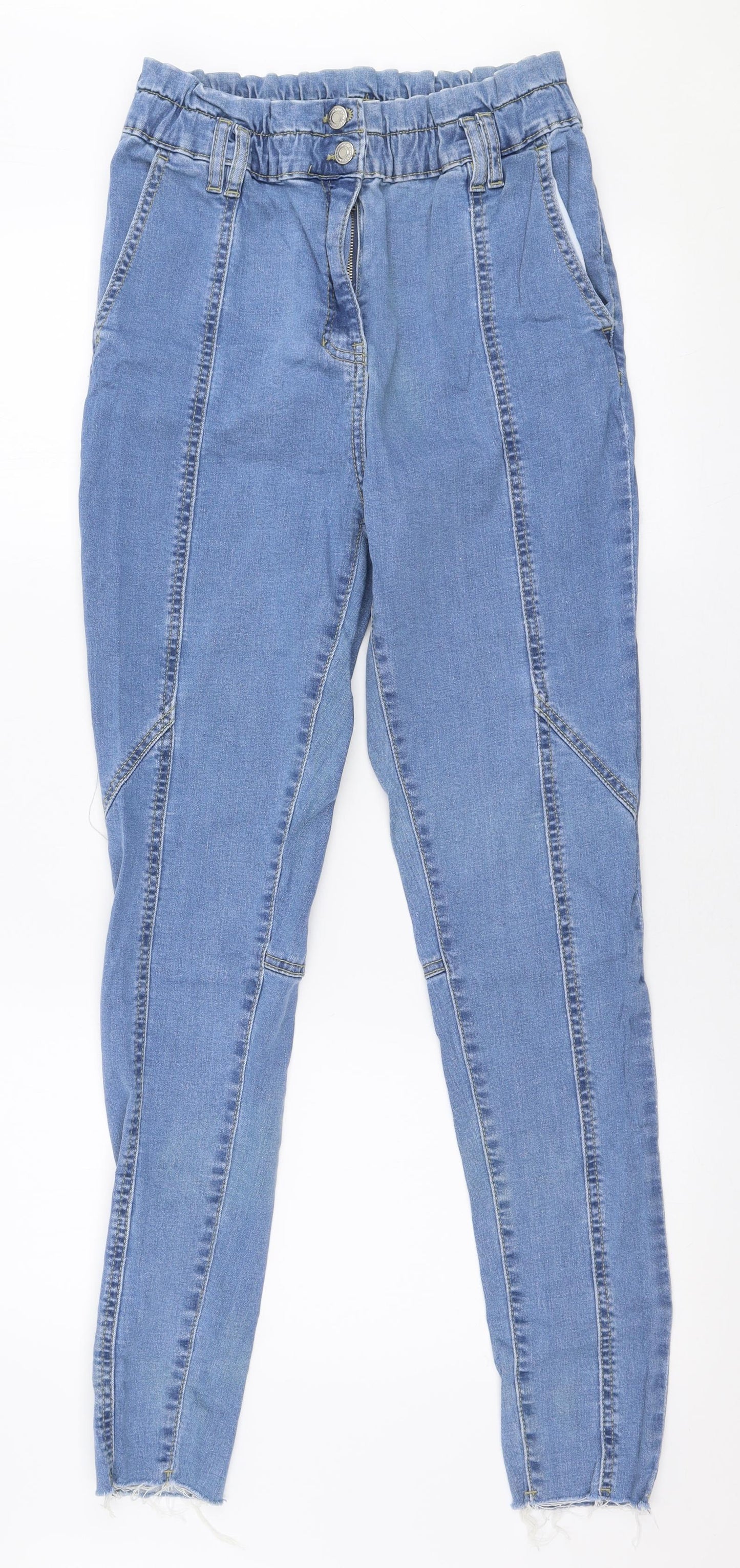 parasian Womens Blue  Cotton Skinny Jeans Size 12 L30 in Slim Zip