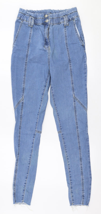 parasian Womens Blue  Cotton Skinny Jeans Size 12 L30 in Slim Zip