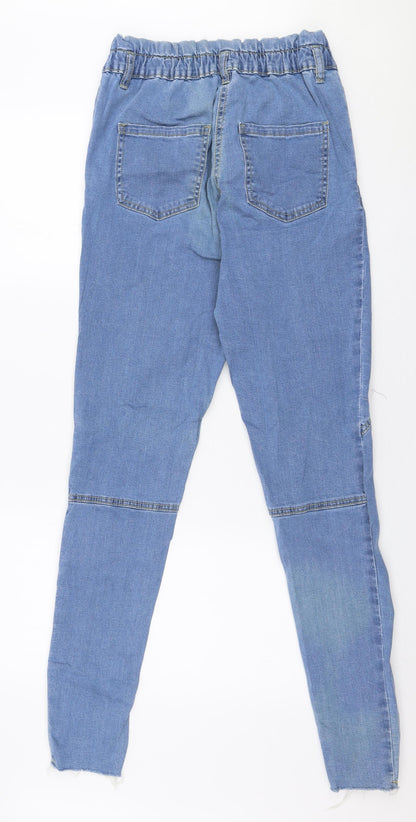parasian Womens Blue  Cotton Skinny Jeans Size 12 L30 in Slim Zip