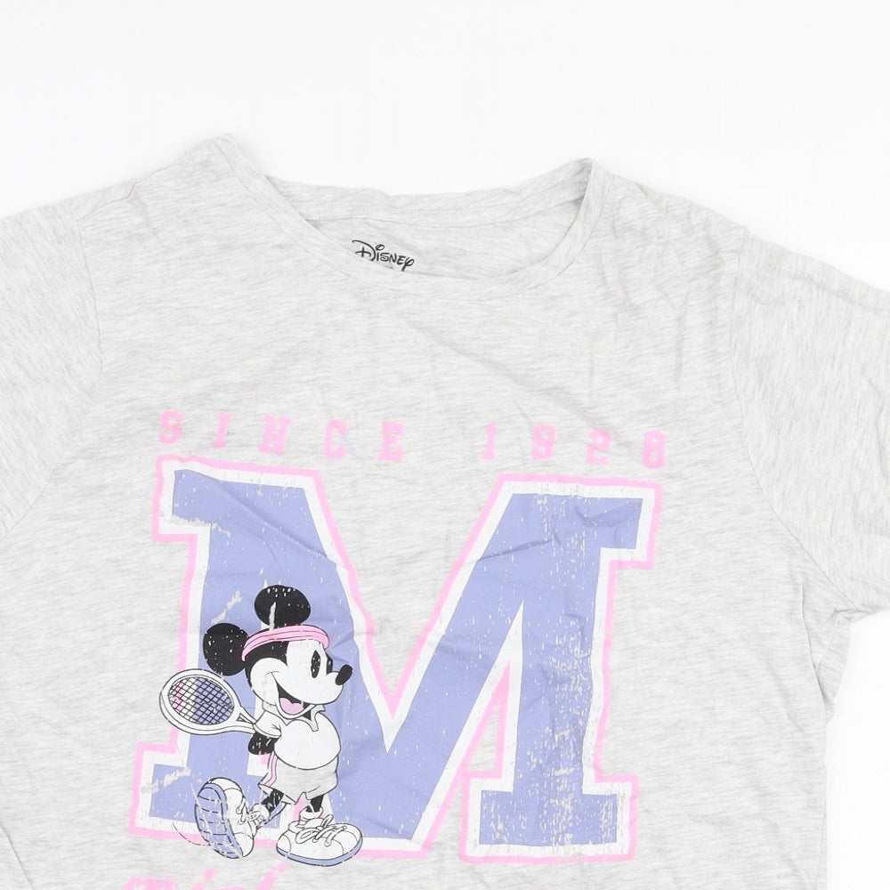 Primark Womens Grey  Cotton Jersey T-Shirt Size S Round Neck - Mickey mouse