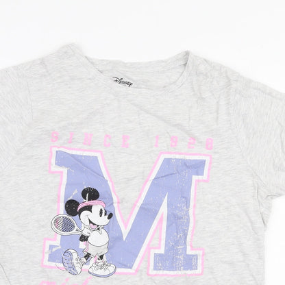 Primark Womens Grey  Cotton Jersey T-Shirt Size S Round Neck - Mickey mouse