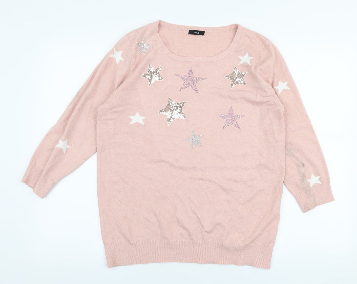 Womens UK Size 16 M&Co Pink Pullover Jumper
