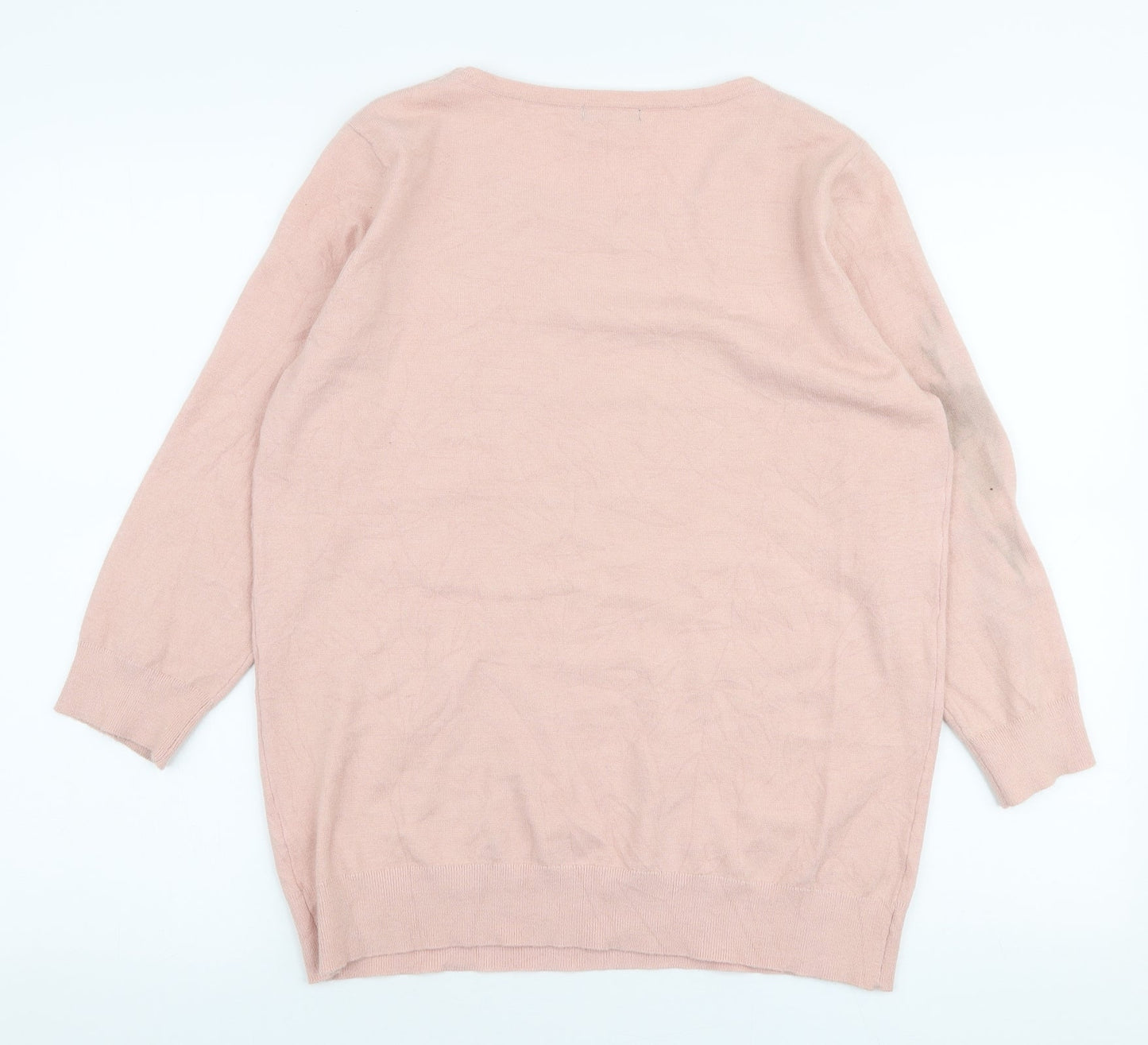 Womens UK Size 16 M&Co Pink Pullover Jumper