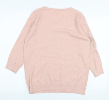 Womens UK Size 16 M&Co Pink Pullover Jumper