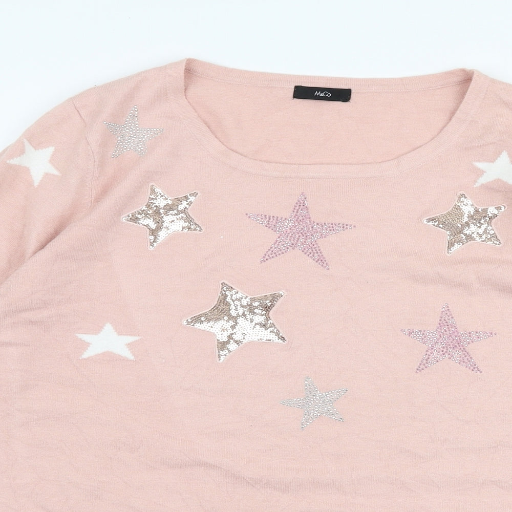Womens UK Size 16 M&Co Pink Pullover Jumper