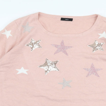 Womens UK Size 16 M&Co Pink Pullover Jumper