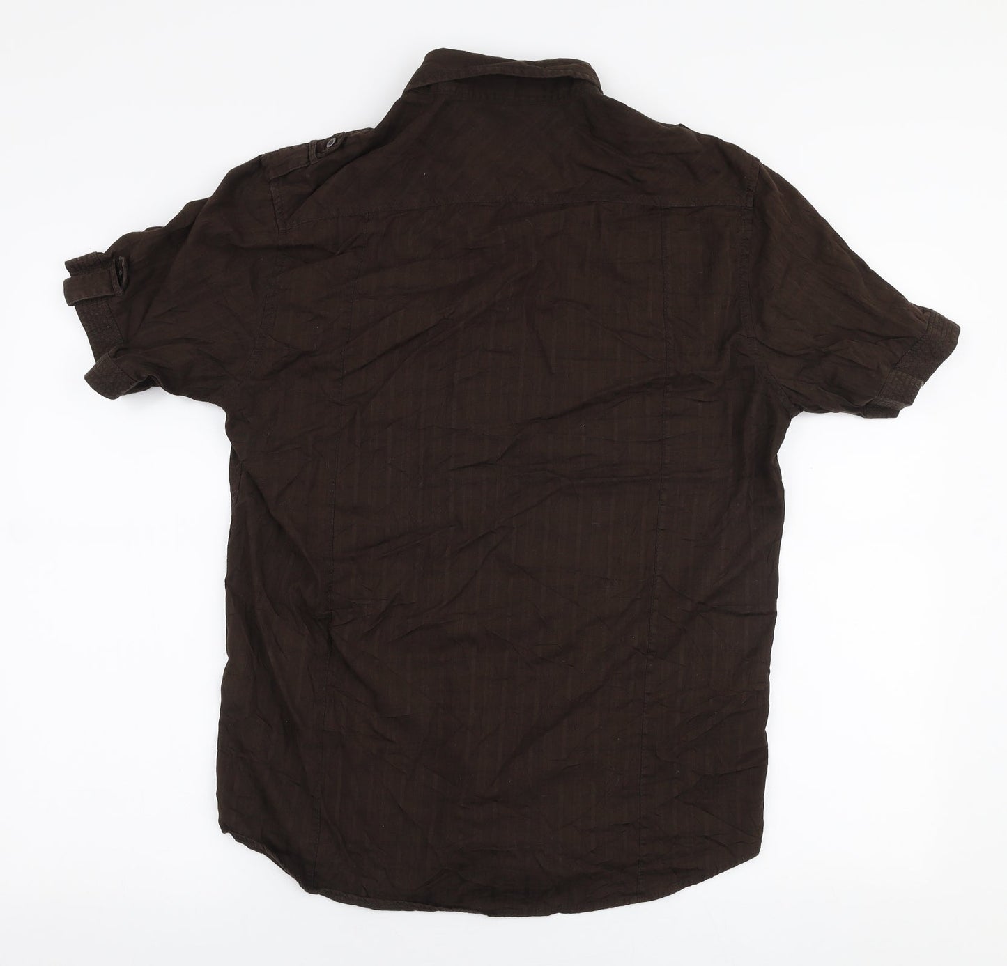 Mens UK Size L Cedar Wood State Brown  Button-Up Short Sleeve Casual Shirt