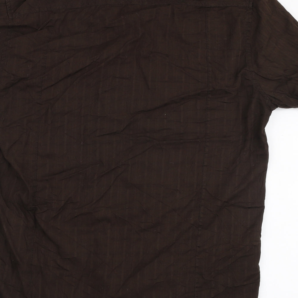 Mens UK Size L Cedar Wood State Brown  Button-Up Short Sleeve Casual Shirt