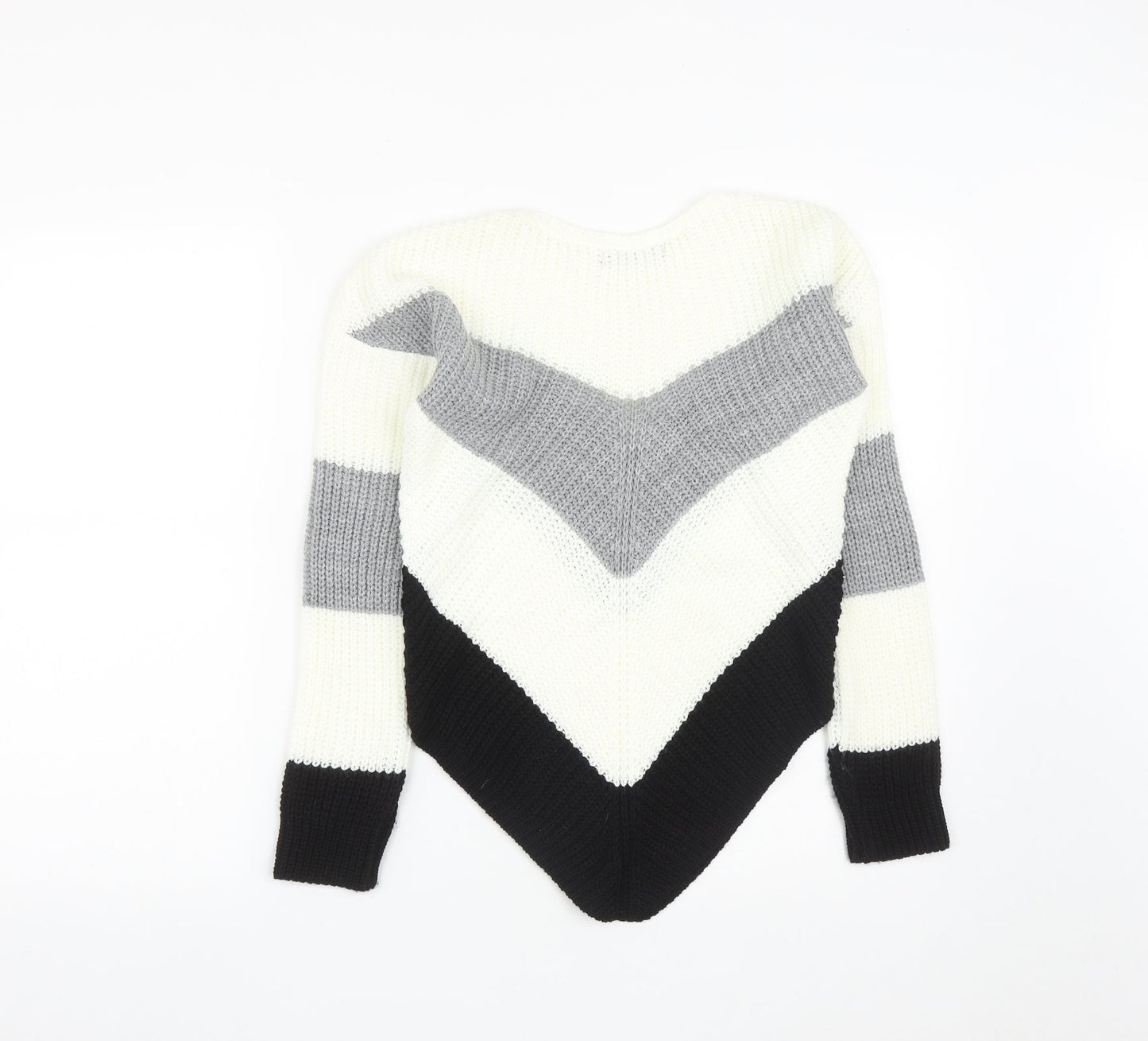 Select Womens White Round Neck  Acrylic Pullover Jumper Size S