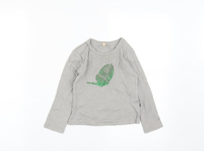 Twisted Twee Girls Grey  Cotton Basic Casual Size 2-3 Years Round Neck  - Acorn Print