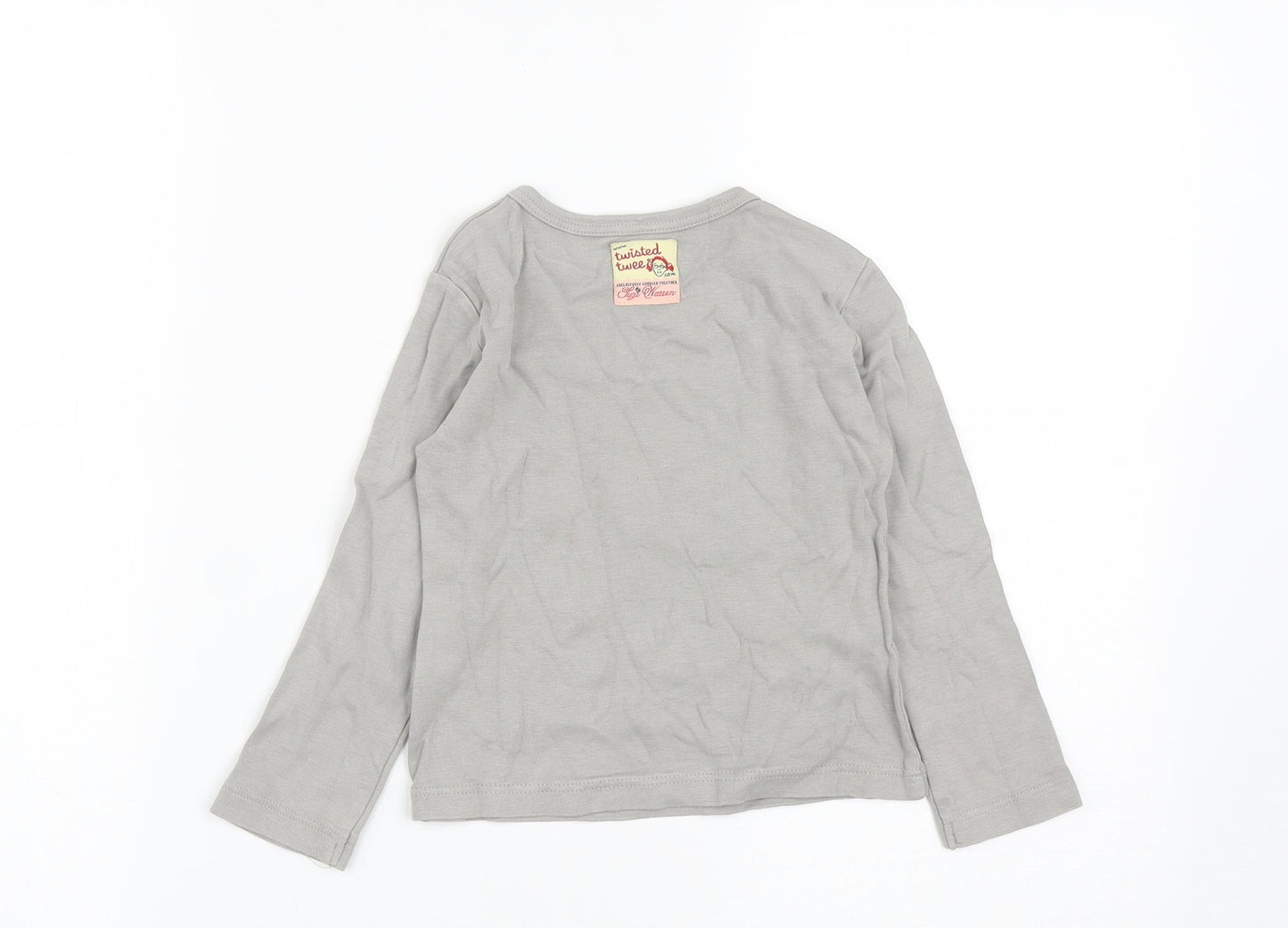 Twisted Twee Girls Grey  Cotton Basic Casual Size 2-3 Years Round Neck  - Acorn Print